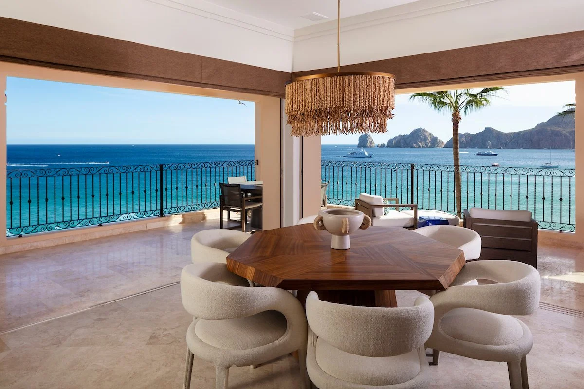 Dining area in Villa La Estancia 3301 seating eight with ocean views